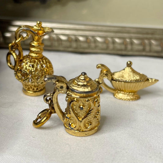 Gold Toned MONET Ornate Pitcher Charm With Filigree