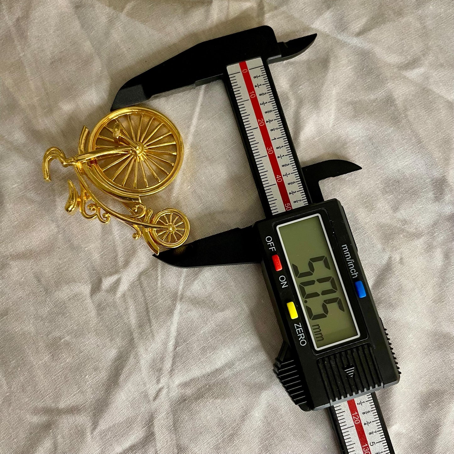 Gold Toned Moveable Bicycle Brooch