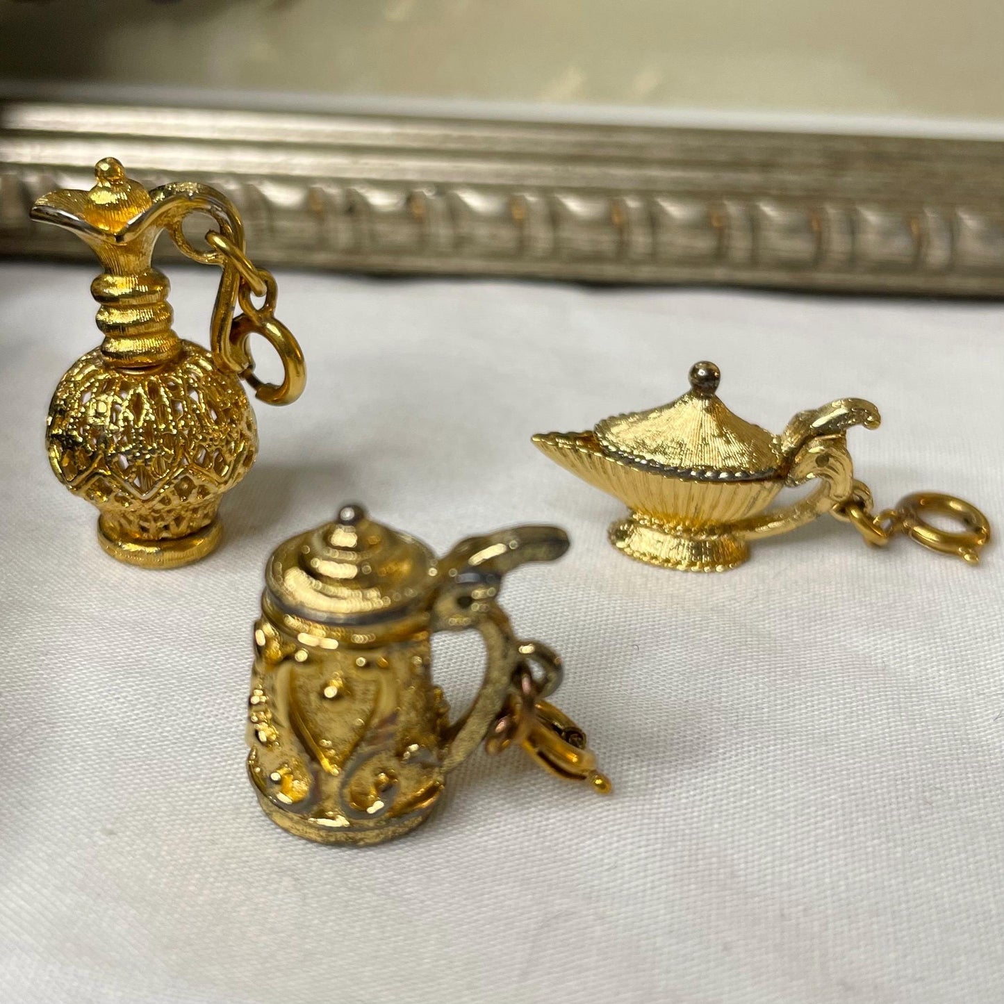 Gold Toned MONET Ornate Pitcher Charm With Filigree