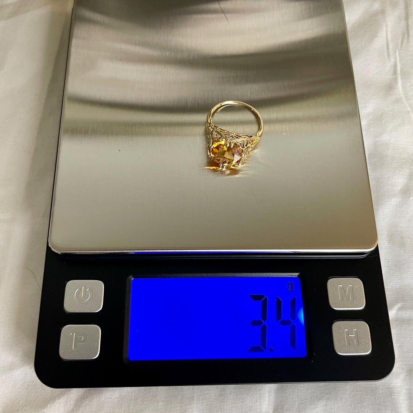 14K Solid Yellow Gold Citrine Ring Size 5.75 US