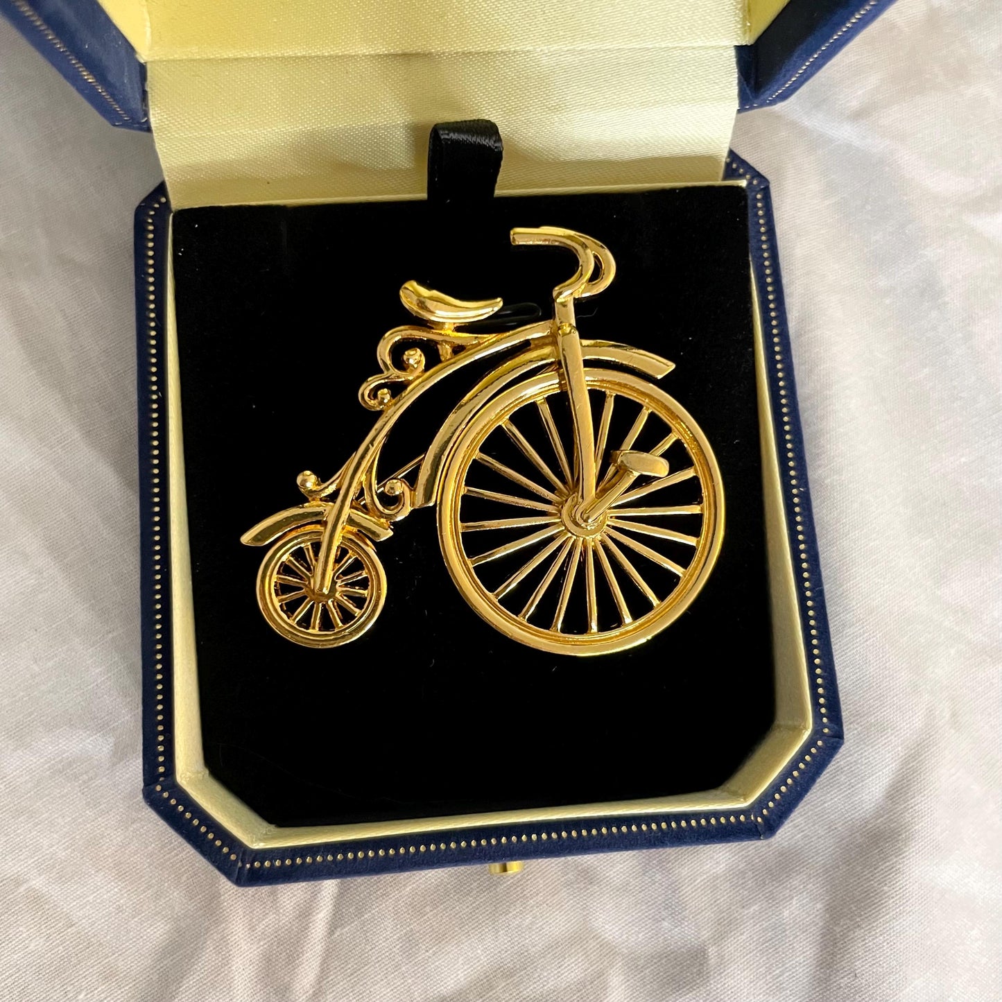 Gold Toned Moveable Bicycle Brooch