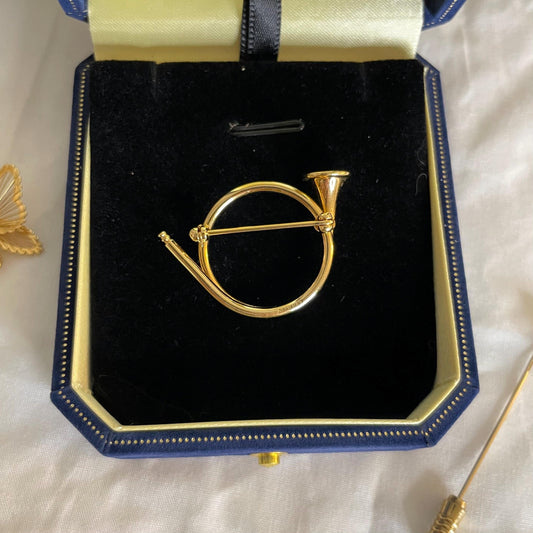 Gold Toned NAPIER Trumpet Brooch