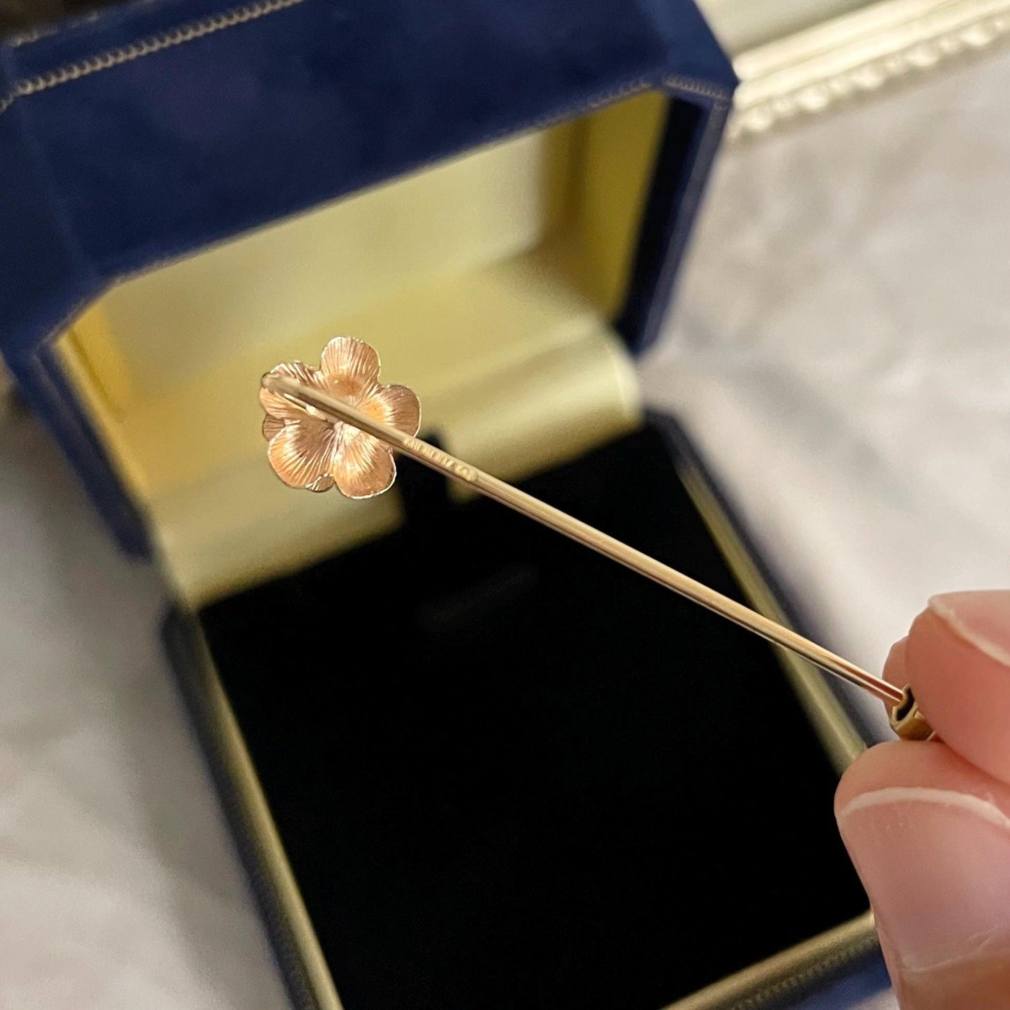 Gold Toned Rose Stick Pin Brooch