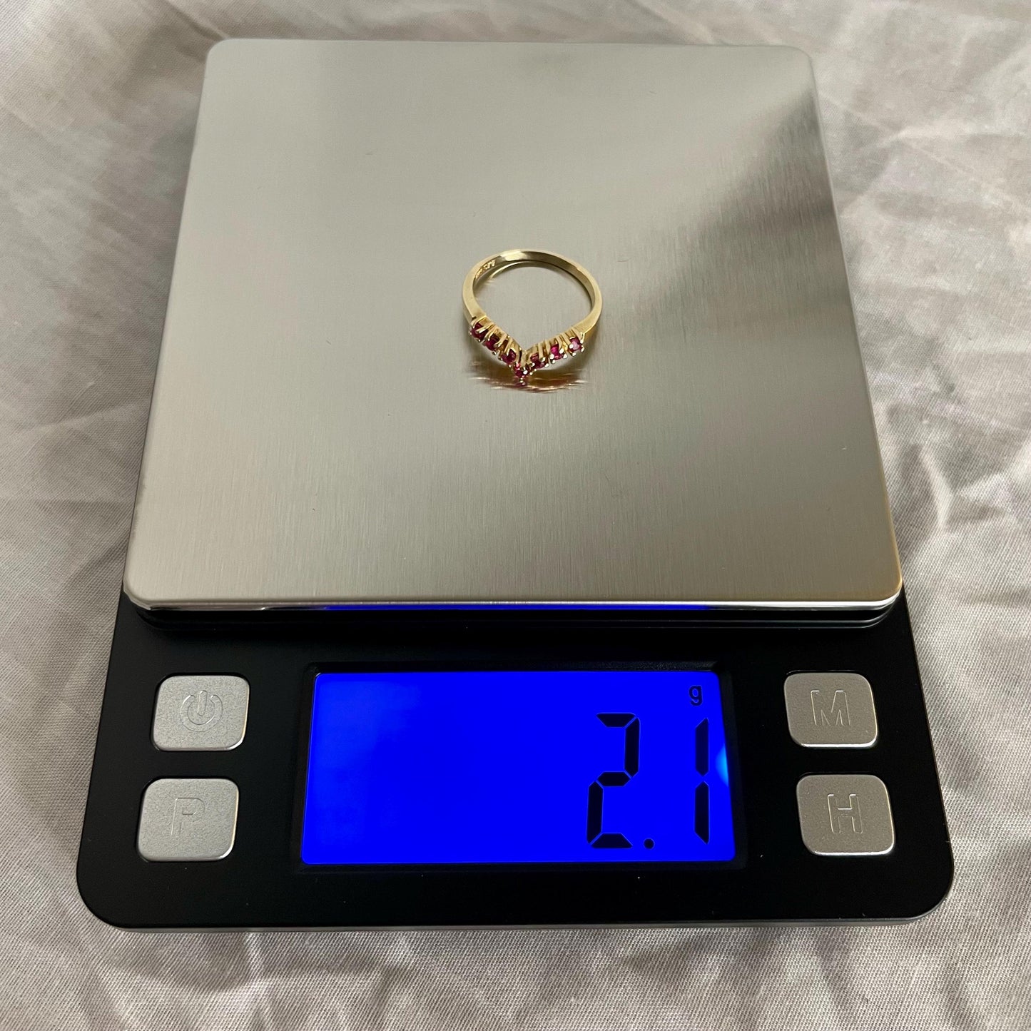 14K Solid Yellow Gold Red Spinel Ring Size 6.75 US
