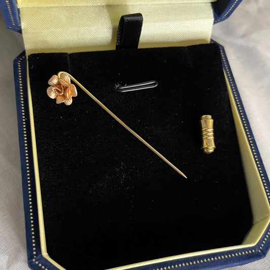 Gold Toned Rose Stick Pin Brooch