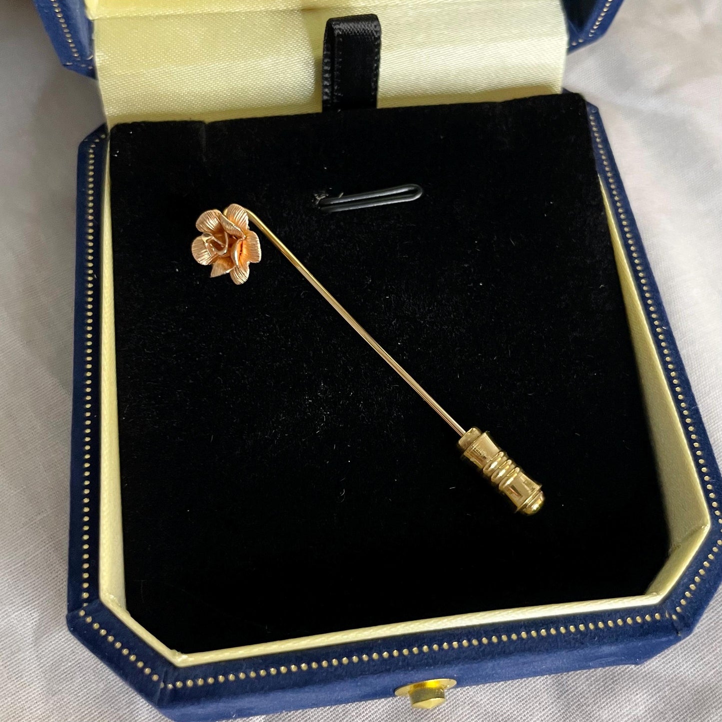 Gold Toned Rose Stick Pin Brooch