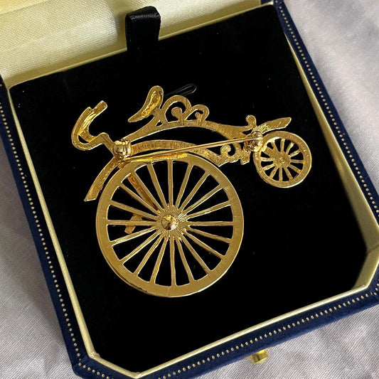Gold Toned Moveable Bicycle Brooch