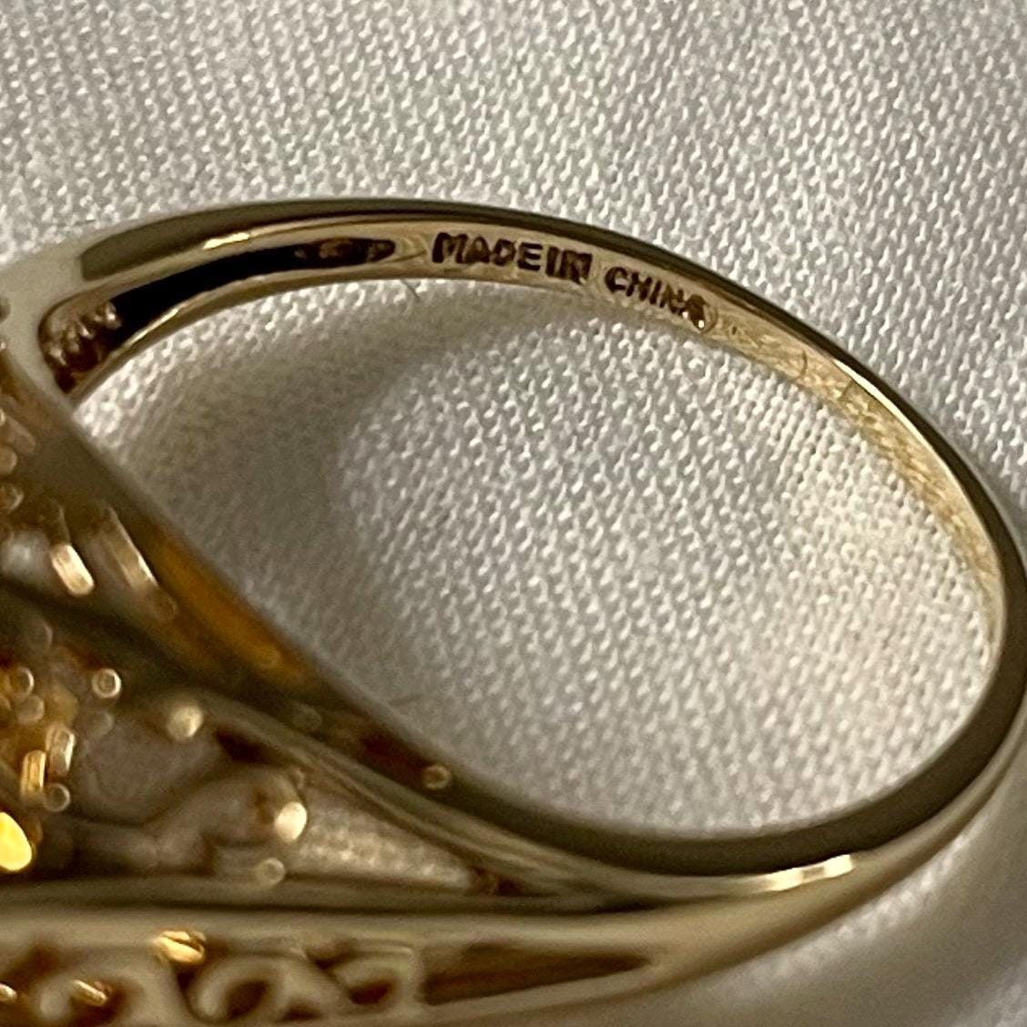 14K Solid Yellow Gold Citrine Ring Size 5.75 US