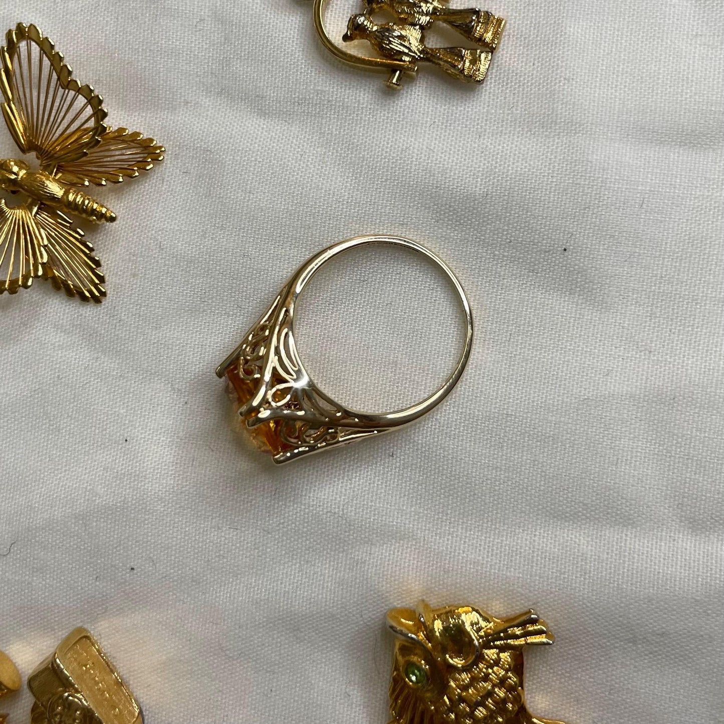 14K Solid Yellow Gold Citrine Ring Size 5.75 US