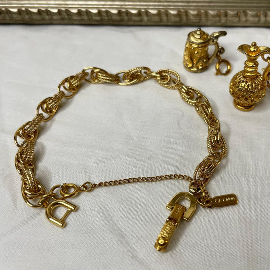 Gold Toned MONET Unique Chain Bracelet 7”