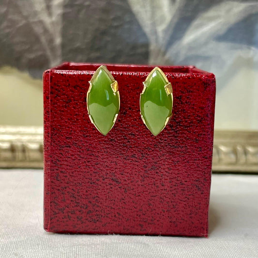 12K Gold FILLED Genuine Jade Screw Back Earrings