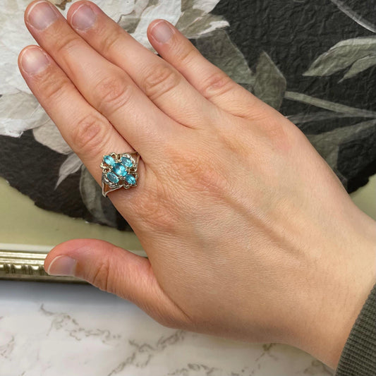 Vintage 925 Sterling Silver Ring Blue Gemstones - Size US 10.75