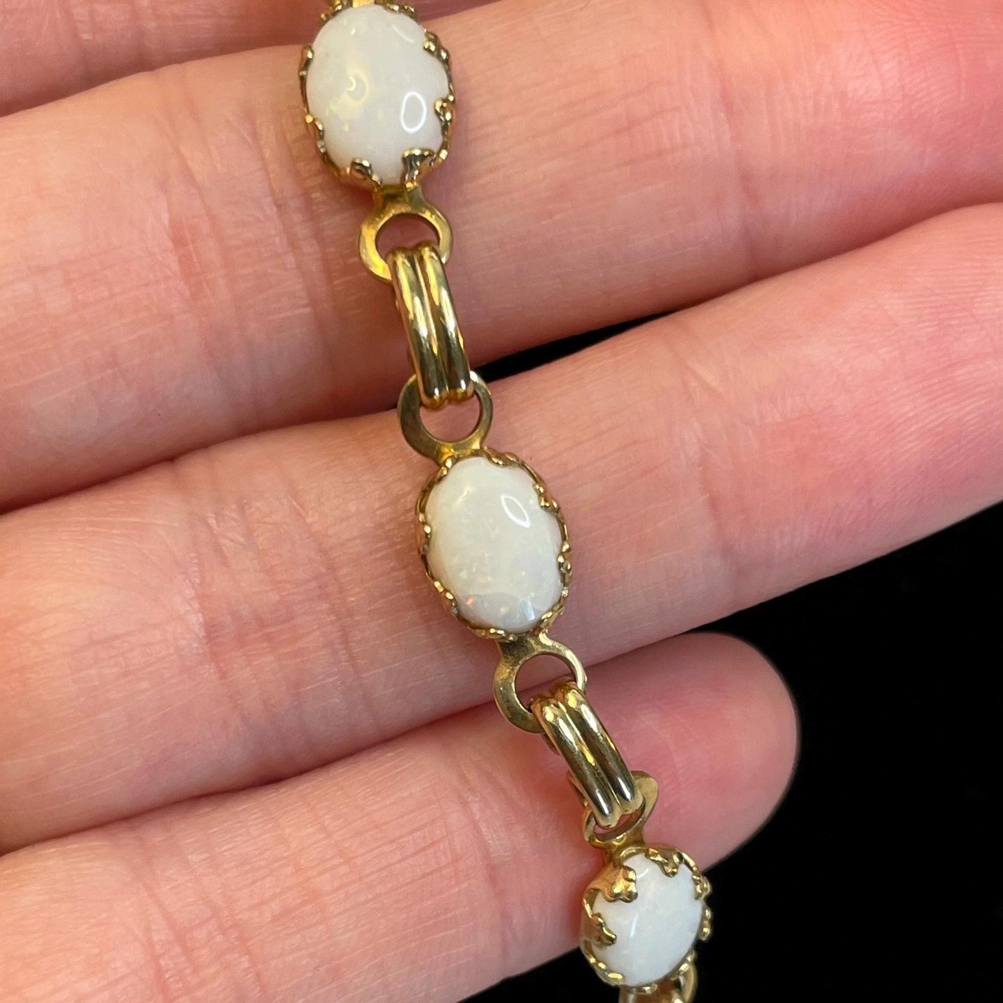 12K Gold FILLED White Opal Bracelet 7”