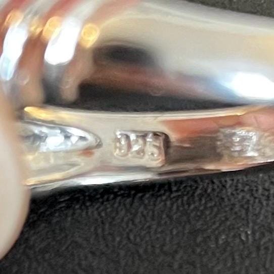 925 Sterling Silver Ring With Yellow Glass Stones - Size 8 US