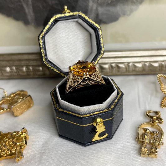 14K Solid Yellow Gold Citrine Ring Size 5.75 US