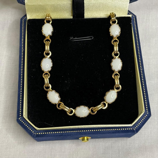12K Gold FILLED White Opal Bracelet 7”