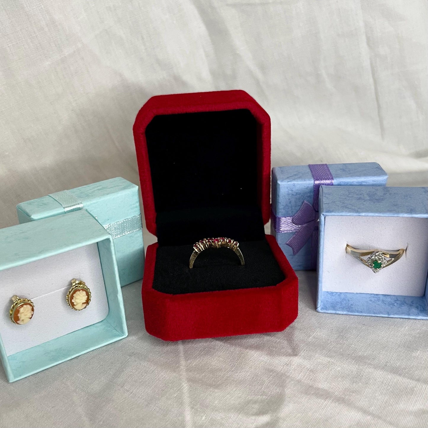 14K Solid Yellow Gold Cameo Earrings