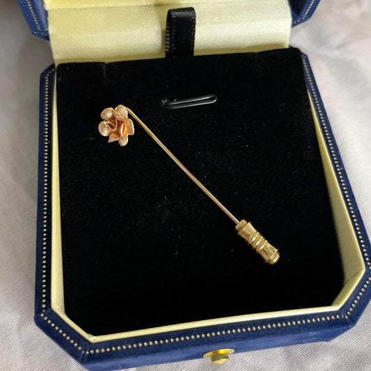 Gold Toned Rose Stick Pin Brooch
