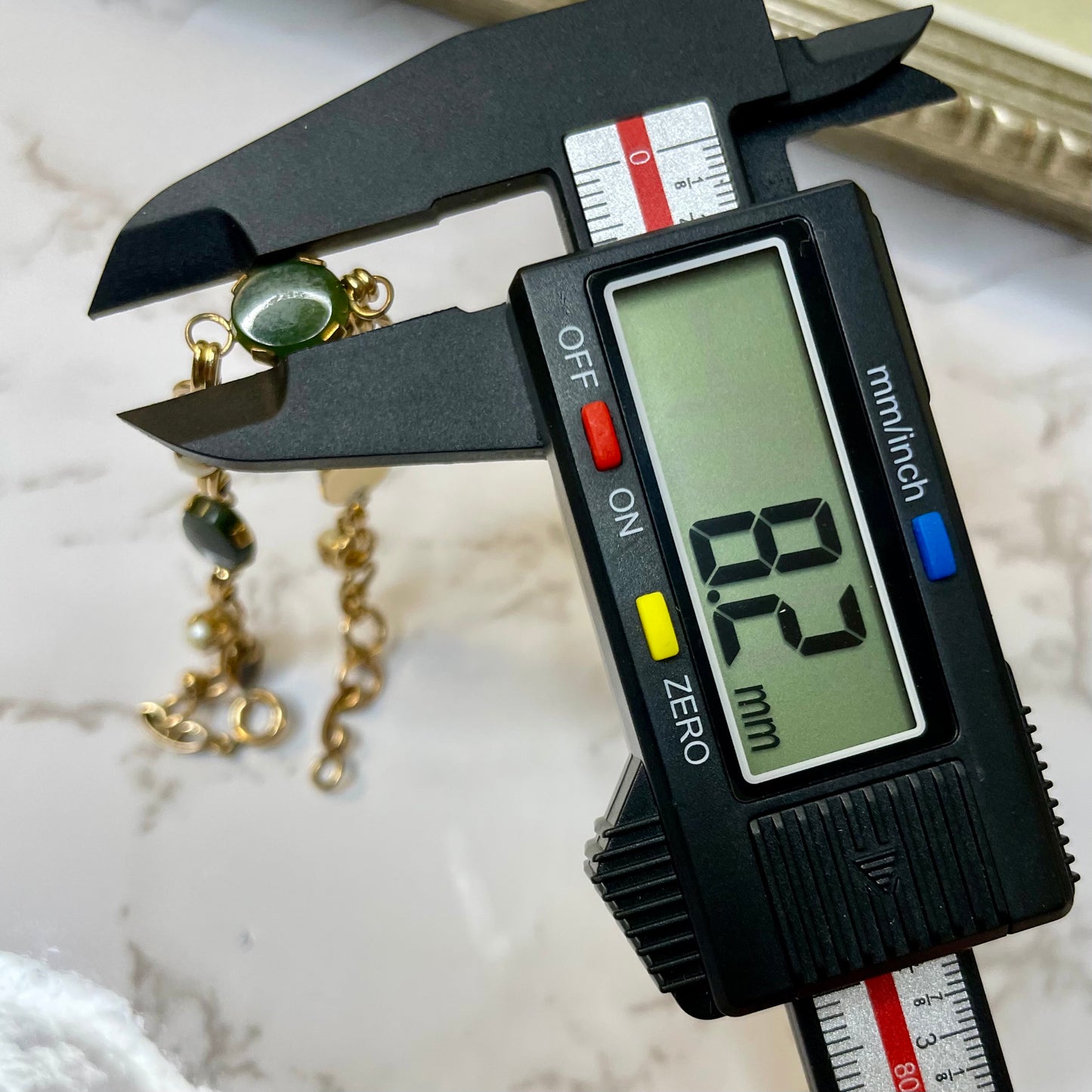 Vintage 12k Gold FILLED Jade and Pearl Bracelet Estate Jewelry - 7”