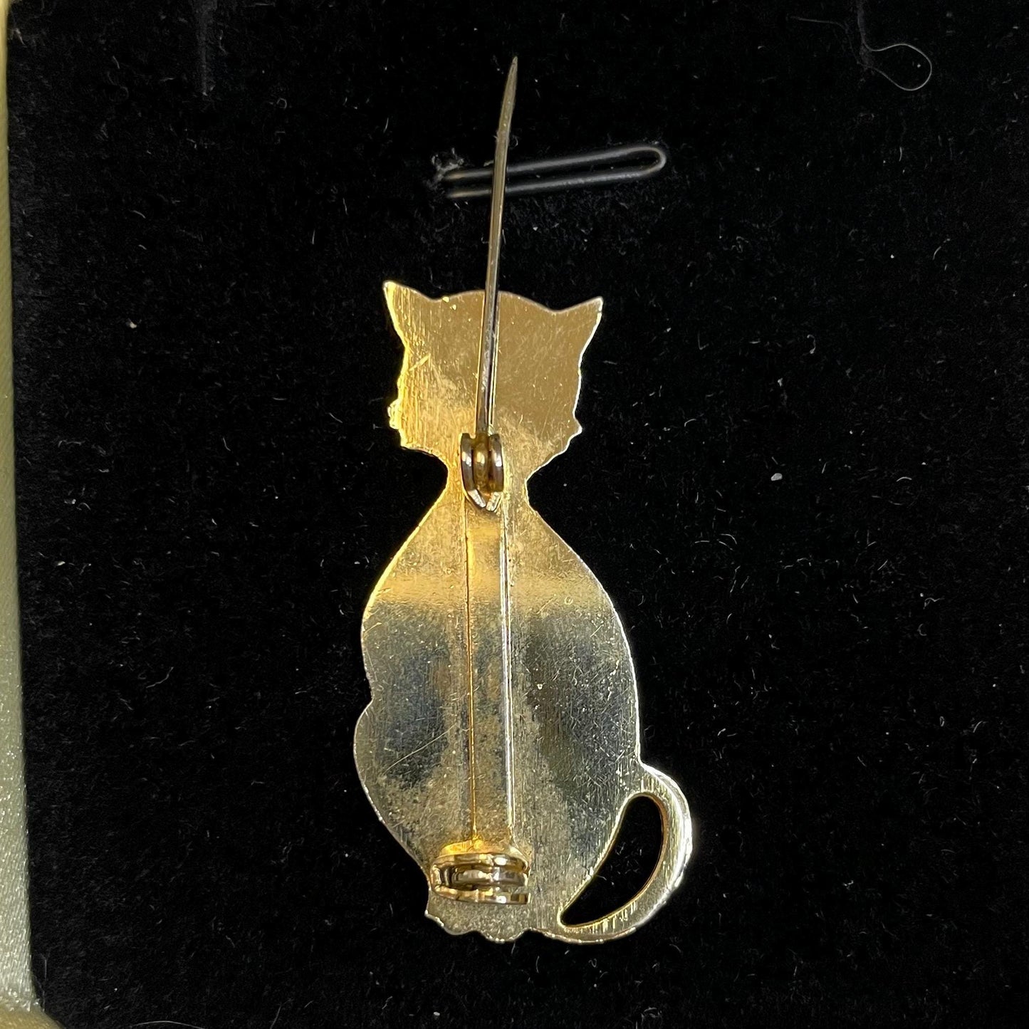 Gold Toned Cat Brooch Letter M Pin
