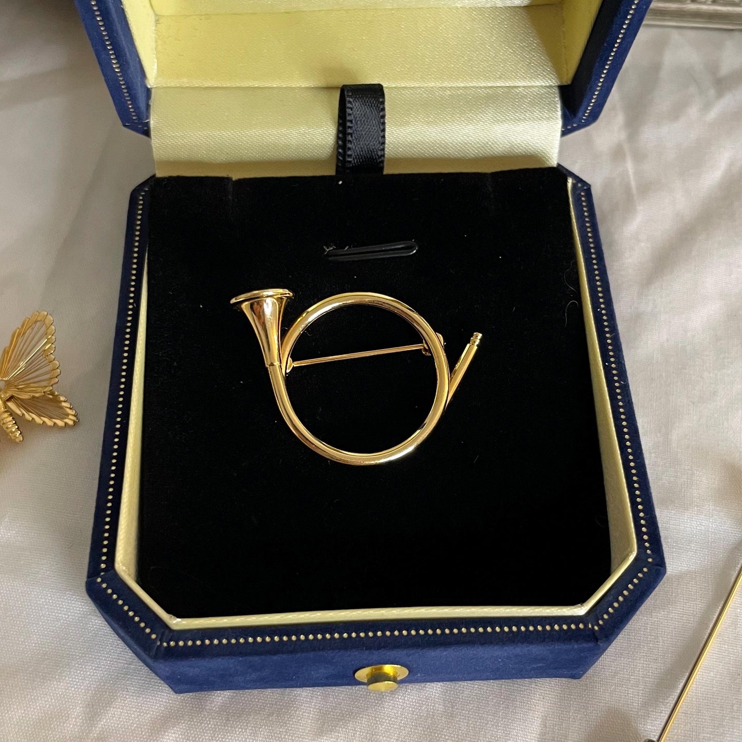 Gold Toned NAPIER Trumpet Brooch