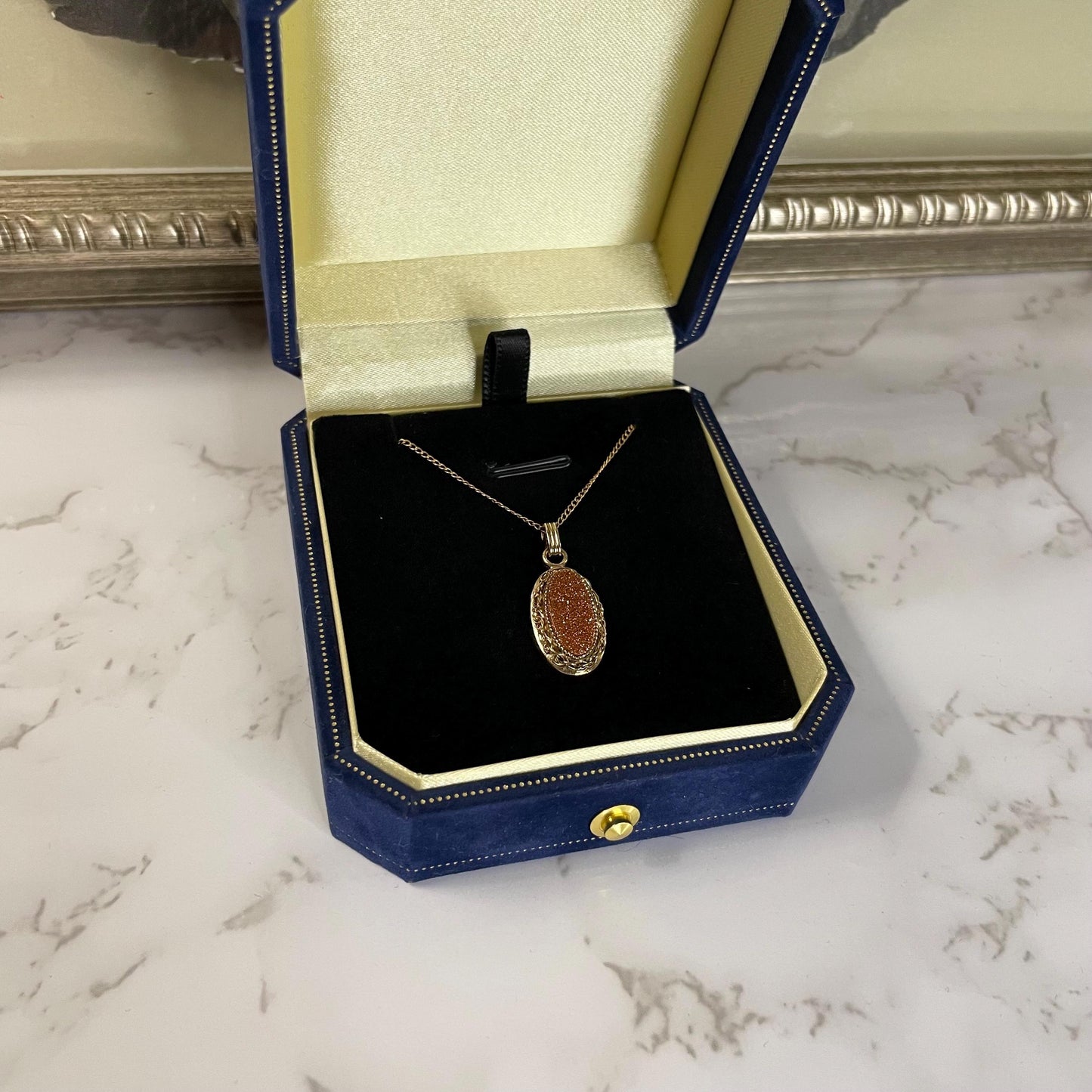 12K Gold FILLED Sunstone Pendant Necklace - 18” Long