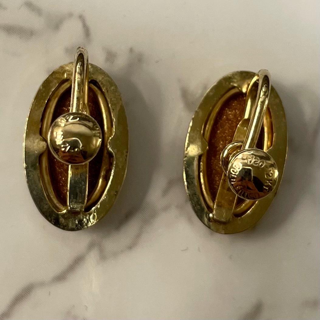 12K Gold FILLED Sunstone Screwback Earrings