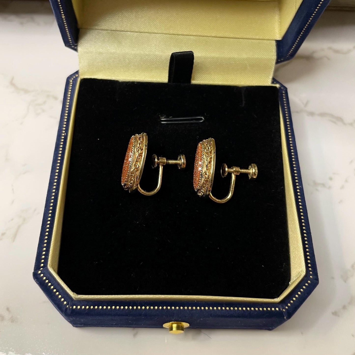 12K Gold FILLED Sunstone Screwback Earrings