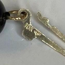 Vintage 10k Solid Gold Onyx Bead Necklace Estate Jewelry - 18” Long