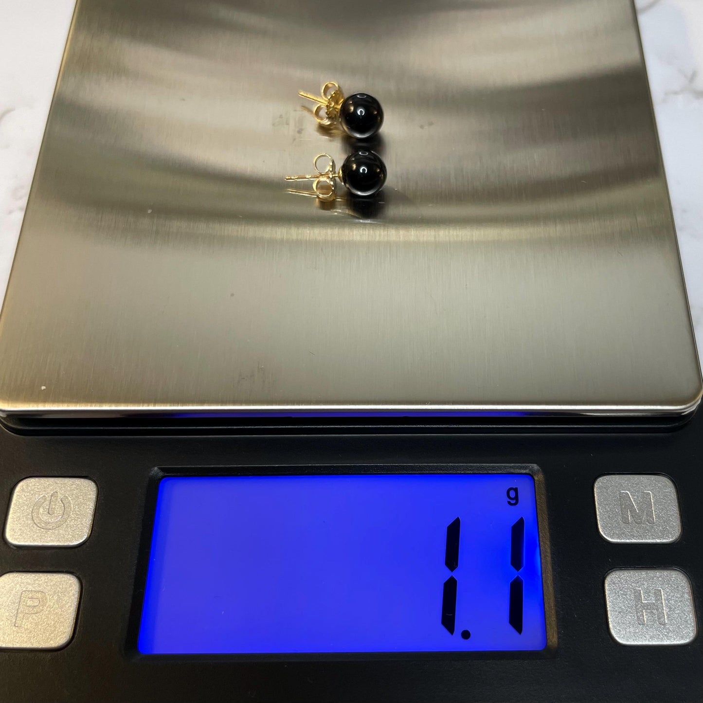 Vintage 10k Solid Gold Onyx Bead Earrings Estate Jewelry