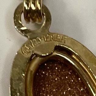 12K Gold FILLED Sunstone Pendant Necklace - 18” Long