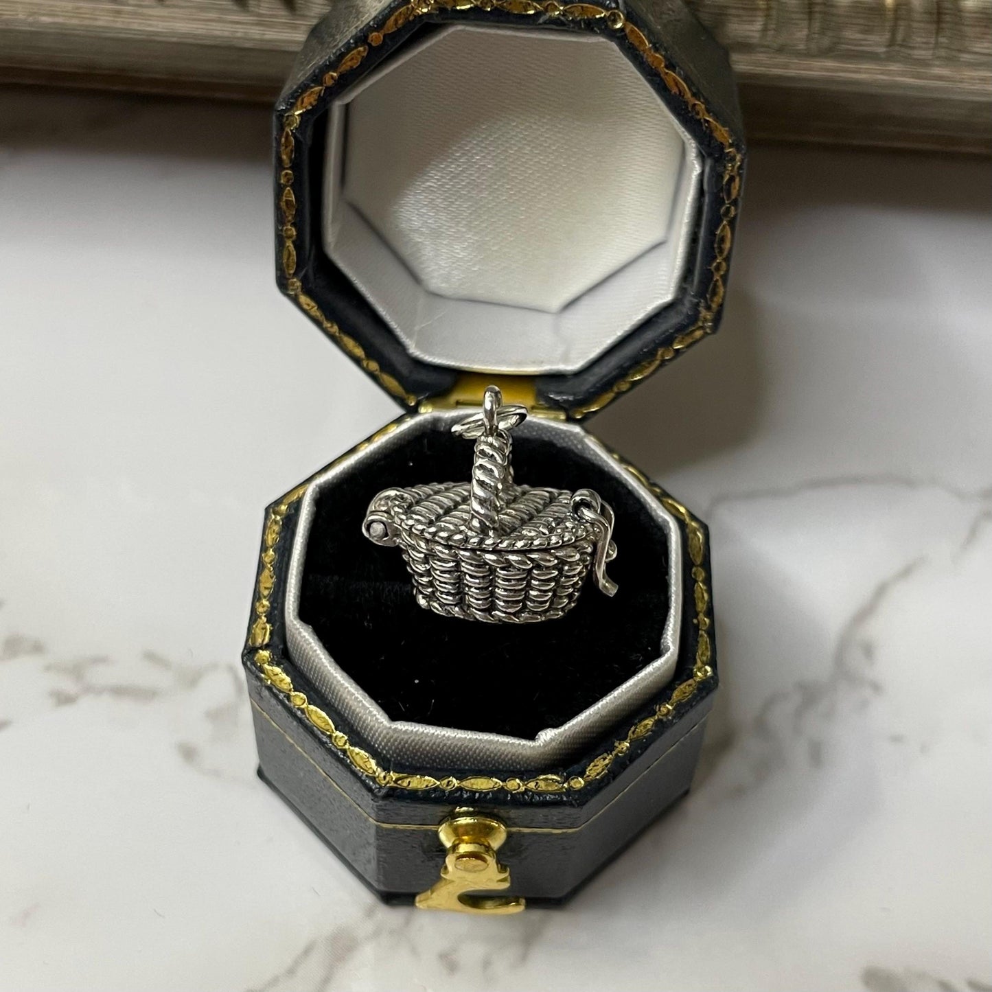 925 Sterling Silver Picnic Basket Charm Moveable