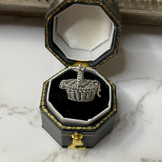 925 Sterling Silver Picnic Basket Charm Moveable