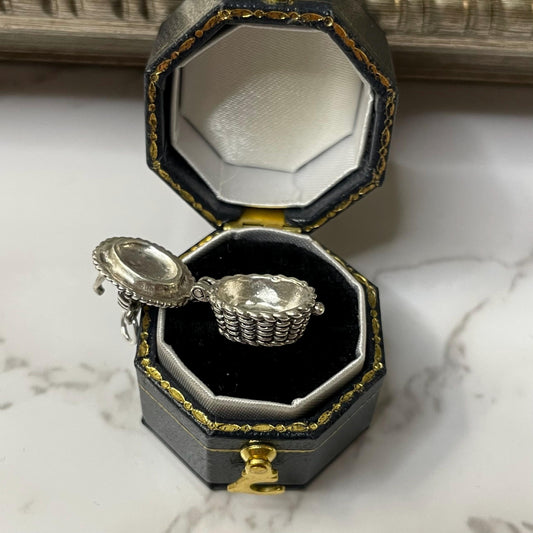 925 Sterling Silver Picnic Basket Charm Moveable